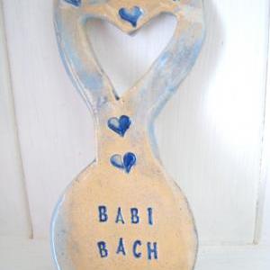 Babi Bach (little Baby In Welsh) Ceramic Lovespoon..