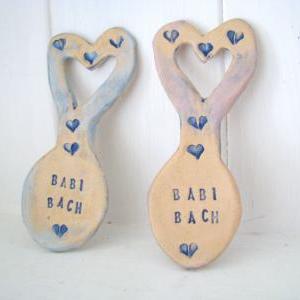 Babi Bach (little Baby In Welsh) Ceramic Lovespoon..